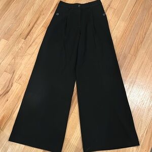 Nasty Gal Wide Leg Pleated Black Trousers, Size 4